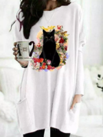 Animal Crew Neck Tops - Noracora