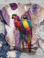 Animal Floral-Print Casual T-Shirts - Noracora