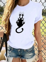 Animal Printed Statement Short Sleeve T-Shirts - Noracora