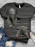 Animal Short Sleeve Casual T-Shirts - Noracora