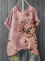 Animal Short Sleeve Cotton-Blend T-Shirts - Noracora