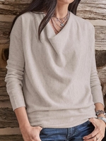 Apricot Cotton-Blend Casual Solid Sweaters - Noracora