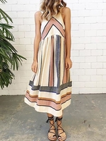 Apricot Cotton Spaghetti-Strap Casual Dresses