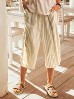 Apricot Cotton Striped Holiday Printed Linen & Cotton Bottoms