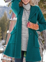 Aqua Blue Vintage Cotton-Blend Long Sleeve Coat