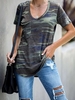 Army Green Casual Printed T-Shirts - Noracora