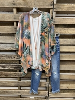As Picture 3/4 Sleeve Exotic Plants Polyester Fibre Cardigans - Noracora