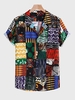 As Picture Asymmetric Tribal Shirt Collar Beach Men-Shirts - Noracora