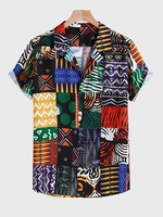 As Picture Asymmetric Tribal Shirt Collar Beach Men-Shirts - Noracora