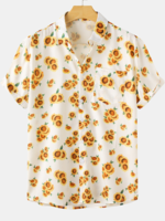 As Picture Boho Cotton V Neck Men-Shirts - Noracora