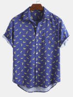 As Picture Cotton Boho V Neck Men-Tops >>Men-Shirts - Noracora