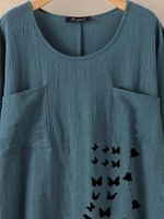 As Picture Cotton Shift Floral-Print Casual T-Shirts - Noracora