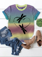 As Picture Crew Neck Cotton Short Sleeve T-Shirts - Noracora