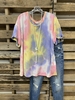 As Picture Ombre/tie-Dye Casual Short Sleeve T-Shirts - Noracora