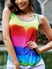 As Picture Ombre/tie-Dye Sleeveless Round Neck Tanks & Camis - Noracora