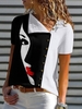 Asymmetrical Neck Casual Polyester Fibre Printed Blouses