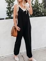 Black Casual V Neck Sleeveless Auto-Clearance - Noracora