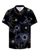 Black Printed Shirt Collar Casual Men-Shirts - Noracora