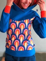 Blue Casual Cotton-Blend Printed Hoodie Sweatshirts &pullover - Noracora