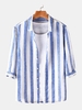 Blue Casual V Neck Men-Shirts - Noracora