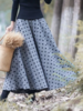Blue Cotton-Blend Polka Dots Vintage Skirts