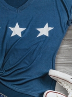 Blue Cotton Casual T-Shirts - Noracora