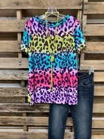 Blue Cotton O-Neck Short Sleeve T-Shirts - Noracora