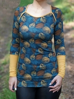 Blue Crew Neck Printed Long Sleeve Casual Sweatshirts &pullover - Noracora
