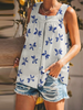 Blue Floral Simple Tanks & Camis - Noracora