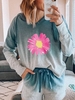 Blue Hoodie Long Sleeve Causal Tops - Noracora