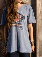 Blue Jersey Shift Casual T-Shirts - Noracora