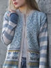 Blue Long Sleeve Crew Neck Cardigans - Noracora