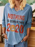 Blue Long Sleeve V Neck Knitted Shift Hoodies & Sweatshirts - Noracora