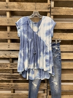 Blue Ombre/tie-Dye Short Sleeve T-Shirts - Noracora