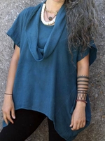 Blue Plain Cotton T-Shirts - Noracora