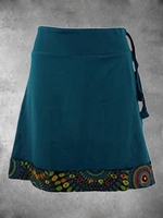 Blue Retro Printed Cotton A-Line Sweatshirts &pullover - Noracora