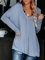 Blue Solid Casual Causal Tops - Noracora