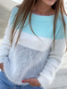 Blue Striped Casual Cotton Crew Neck Sweaters - Noracora