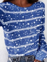 Blue Vintage Causal Tops - Noracora