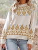 Boho Ethnic Spring/Fall Micro-Elasticity Loose Long Sleeve Regular H-Line Regular Sweaters for Women