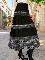 Boho Ethnic Spring/Fall Natural Heavyweight Micro-Elasticity Daily Loose A-Line Skirts for Women