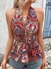 Boho Ethnic Summer Polyester Halter No Elasticity Vacation Loose Sleeveless Tank Tops for Women