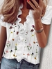 Boho Loosen V Neck Polyester Fibre Blouses