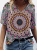 Boho Short Sleeve Cotton-Blend T-Shirts - Noracora