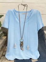 Boho Short Sleeve Plain T-Shirts - Noracora