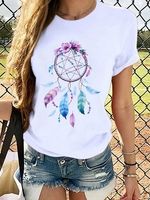 Boho Short Sleeve Printed T-Shirts - Noracora