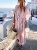 Boho Short Sleeve Shift Slit Vacation Dresses