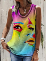 Boho U-Neck Cotton-Blend Sleeveless Tanks & Camis - Noracora