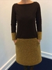Brown Color-Block Long Sleeve Round Neck Vintage Causal Dresses