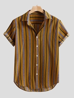 Brown Cotton Paneled Shirt Collar Basic Men-Shirts - Noracora